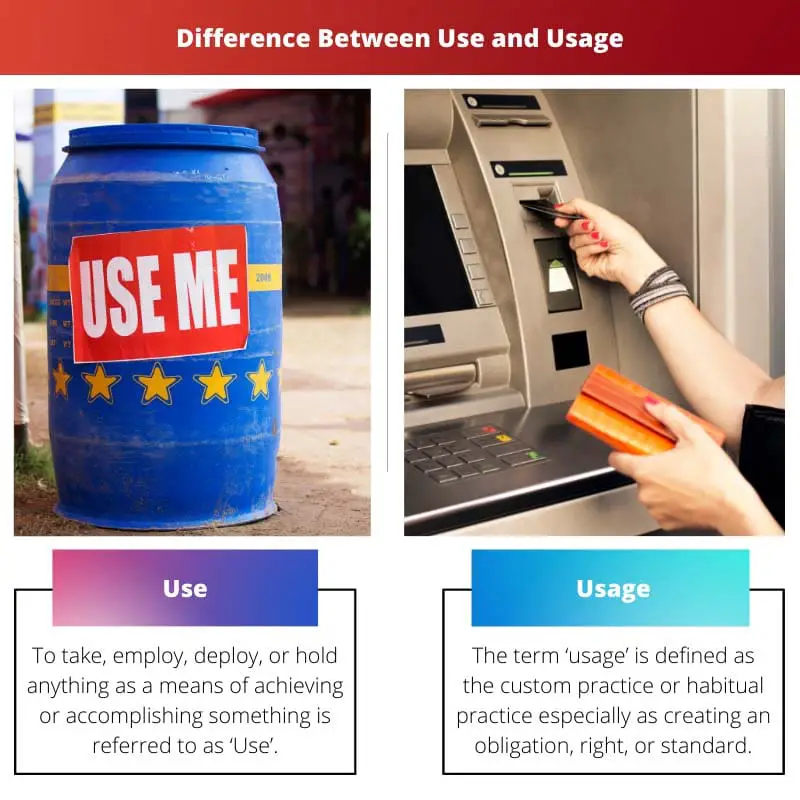 Unterschied zwischen Verwendung und Verwendung