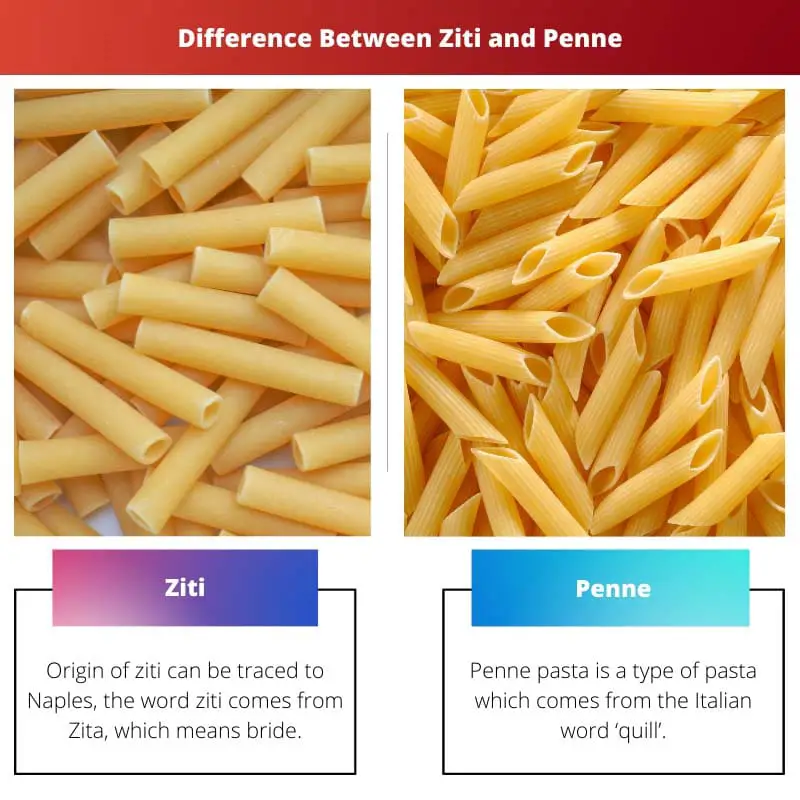 ความแตกต่างระหว่าง Ziti และ Penne