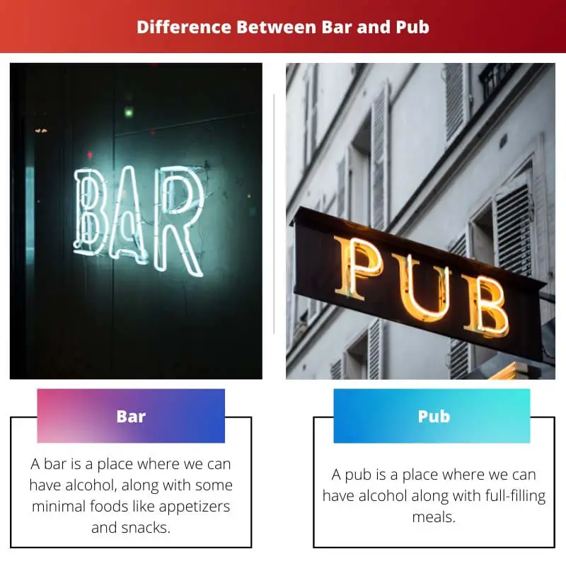 Difference Between Bar and Pub
