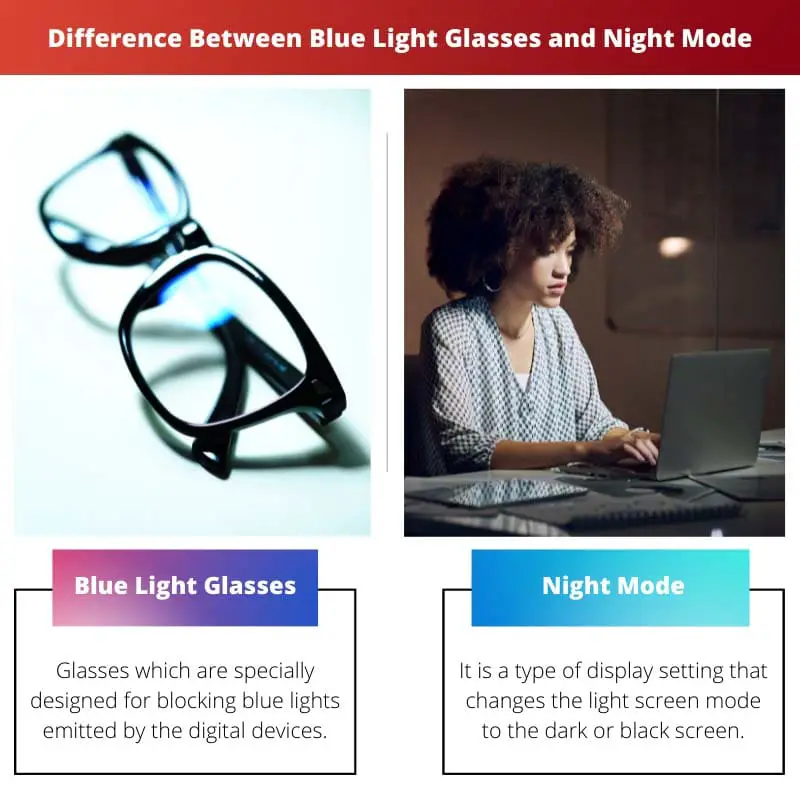 Differenza tra occhiali a luce blu e modalità notturna