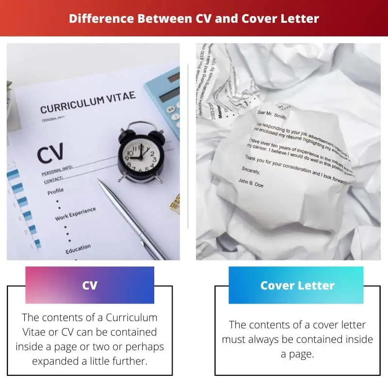 Difference Between CV and Cover Letter