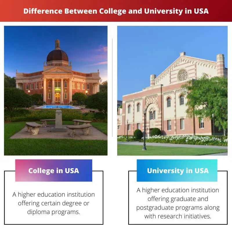 Différence entre collège et université aux États-Unis