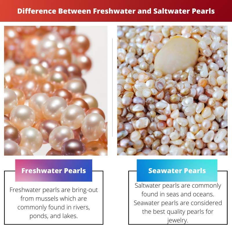 Diferença entre pérolas de água doce e água salgada