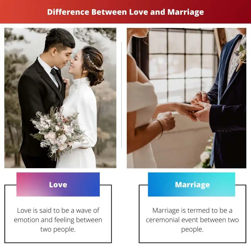 Diferencia entre el amor y el matrimonio