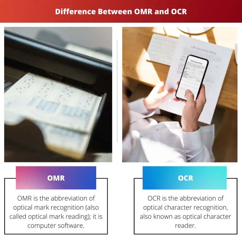 Sự khác biệt giữa OMR và OCR