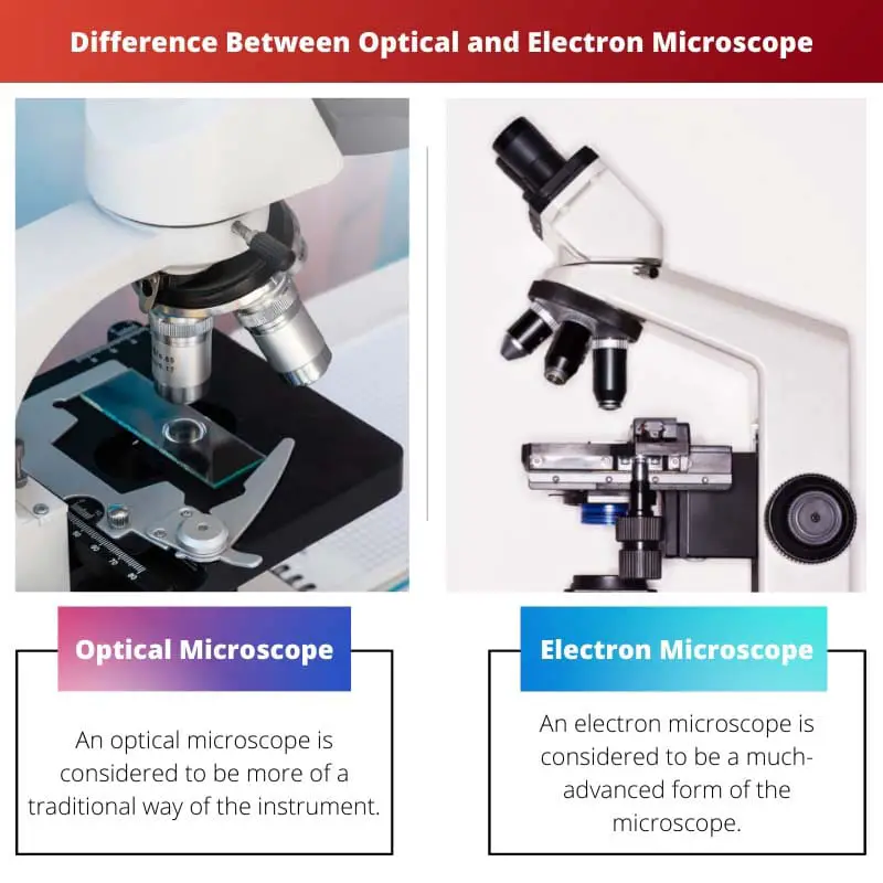 Diferença entre microscópio óptico e eletrônico