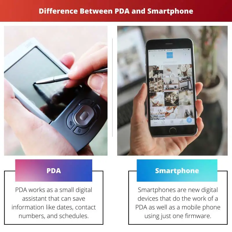 ความแตกต่างระหว่าง PDA และสมาร์ทโฟน