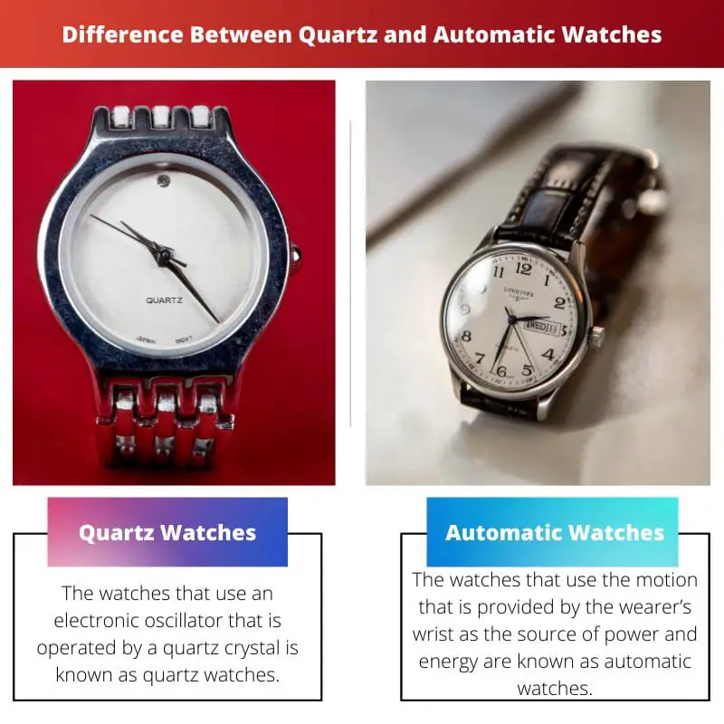 Rozdíl mezi Quartz a automatickými hodinkami