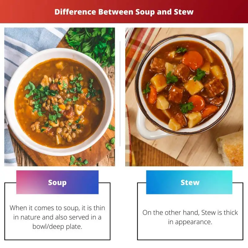 सूप और स्टू के बीच अंतर