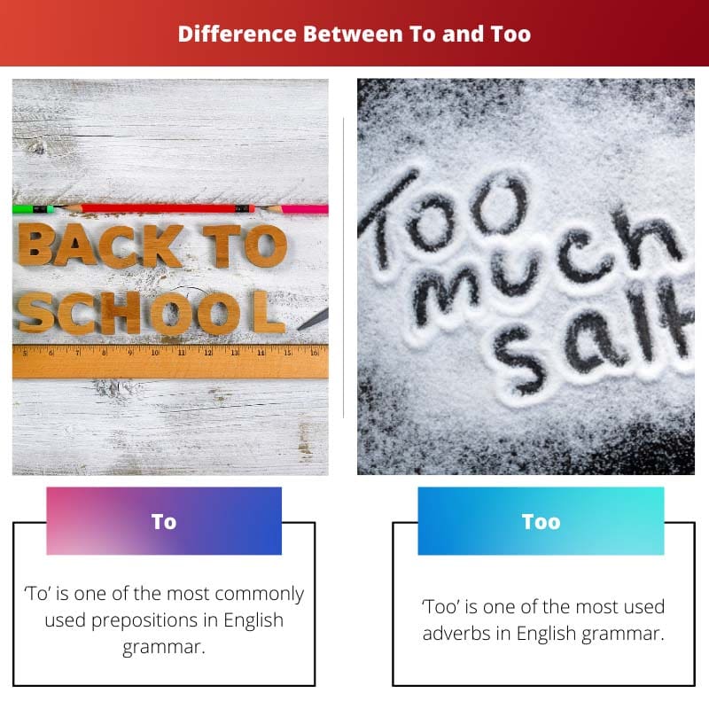 Difference Between To and Too