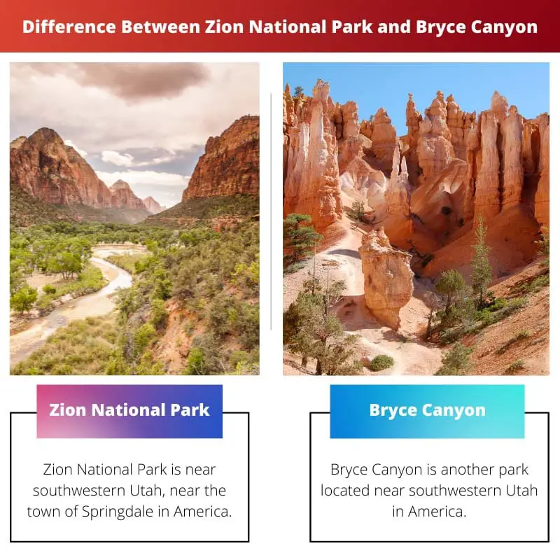 Difference Between Zion National Park and Bryce Canyon