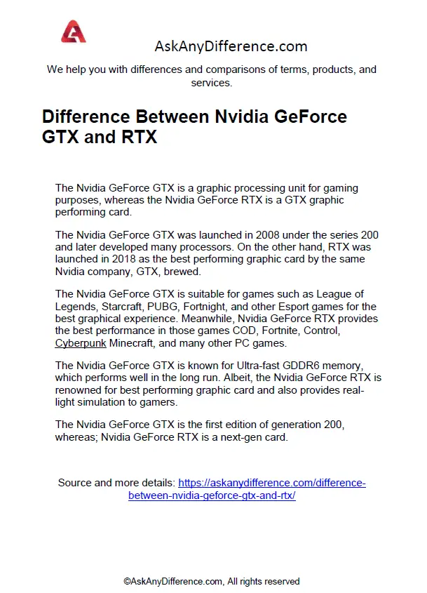 Nvidia GeForce GTX vs RTX