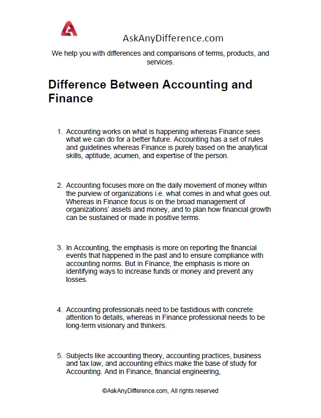 Difference Between Accounting and Finance