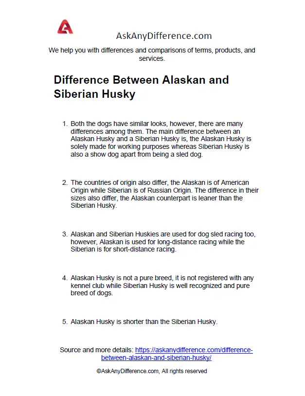 Difference Between Alaskan and Siberian Husky