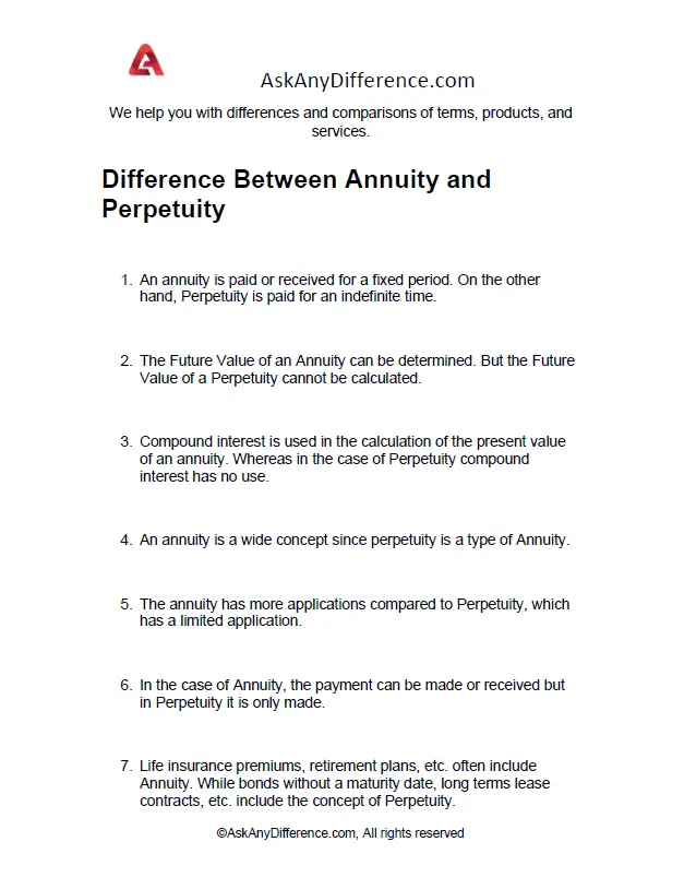 Difference Between Annuity and Perpetuity