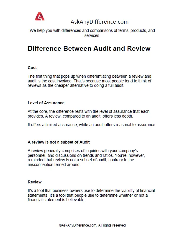 Difference Between Audit and Review