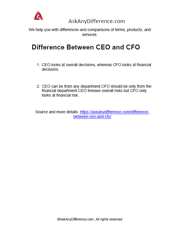 Difference Between CEO and CFO