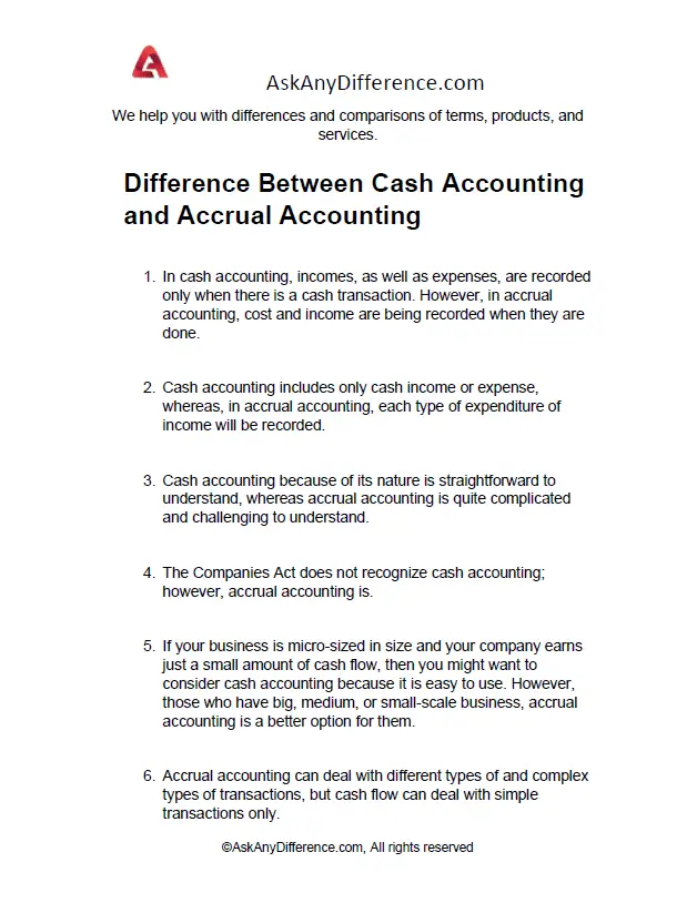 Difference Between Cash Accounting and Accrual Accounting