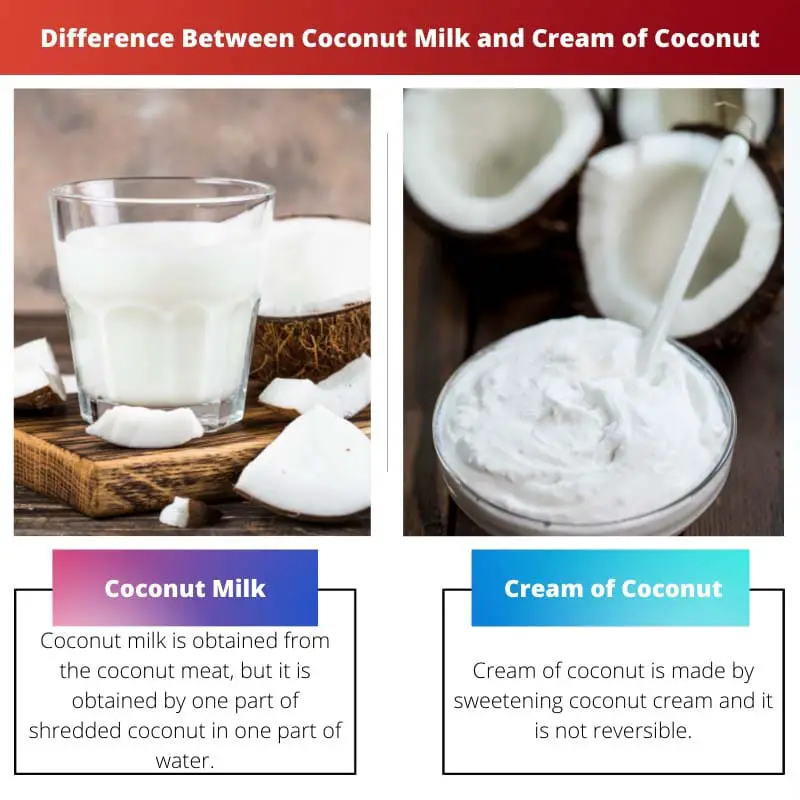 Diferencia entre leche de coco y crema de coco