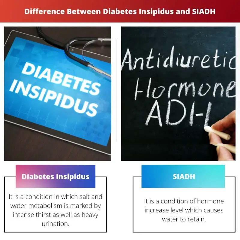 डायबिटीज इन्सिपिडस और SIADH के बीच अंतर