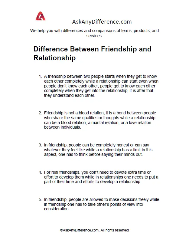 Difference Between Friendship and Relationship