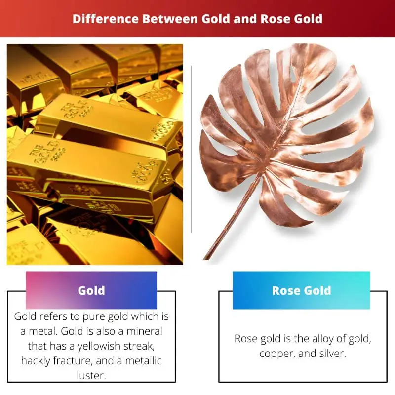 Atšķirība starp zeltu un rožu zeltu