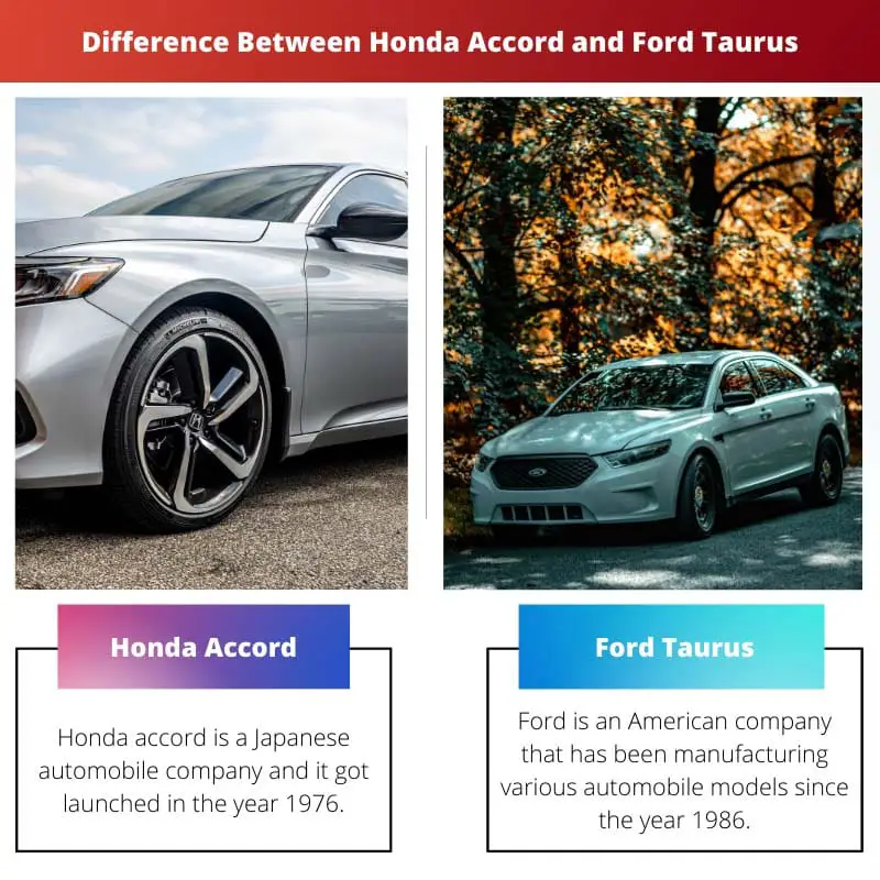Difference Between Honda Accord and Ford Taurus