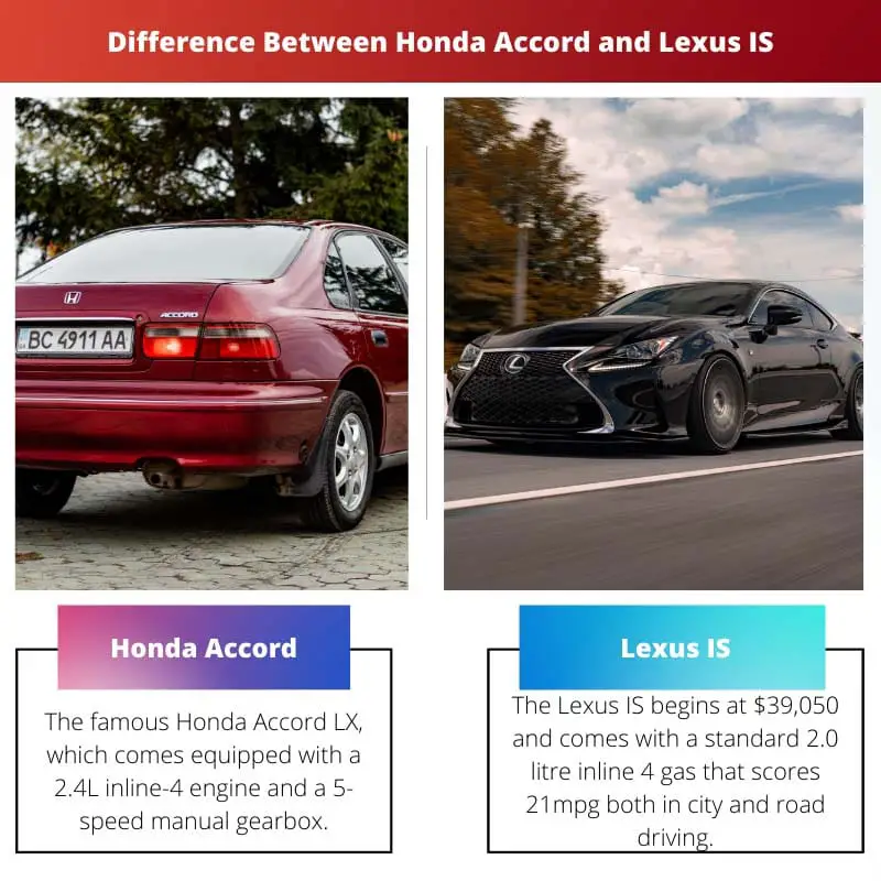 Verschil tussen Honda Accord en Lexus IS