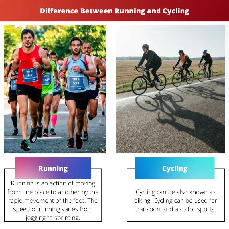 दौड़ने और साइकिल चलाने में अंतर