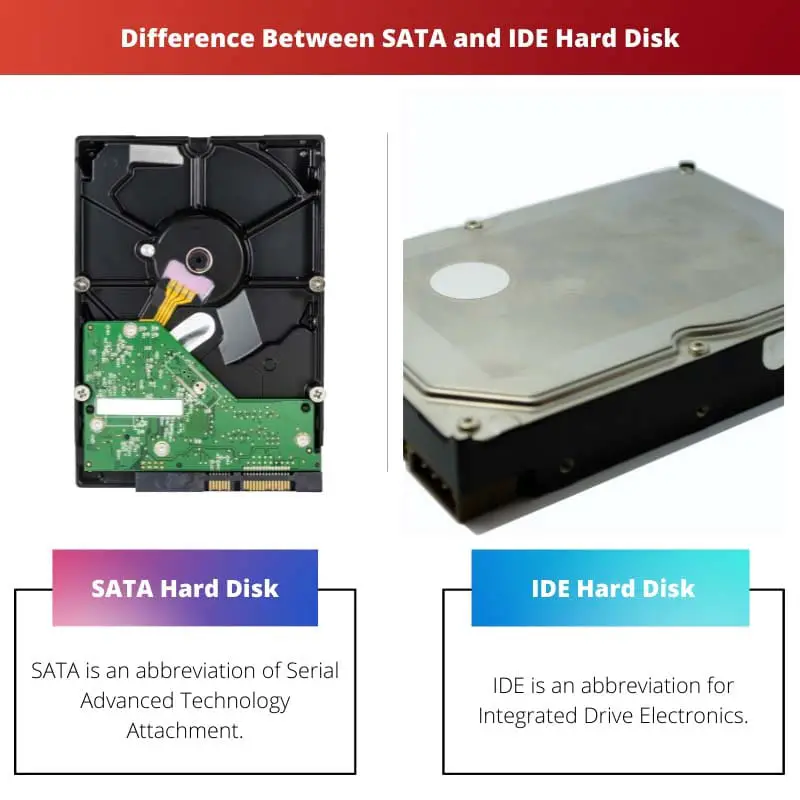 सैटा और आईडीई हार्ड डिस्क के बीच अंतर