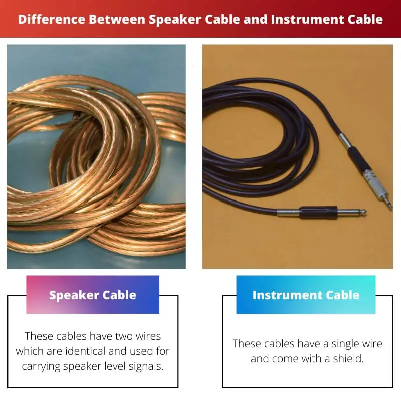 Atšķirība starp skaļruņa kabeli un instrumenta kabeli