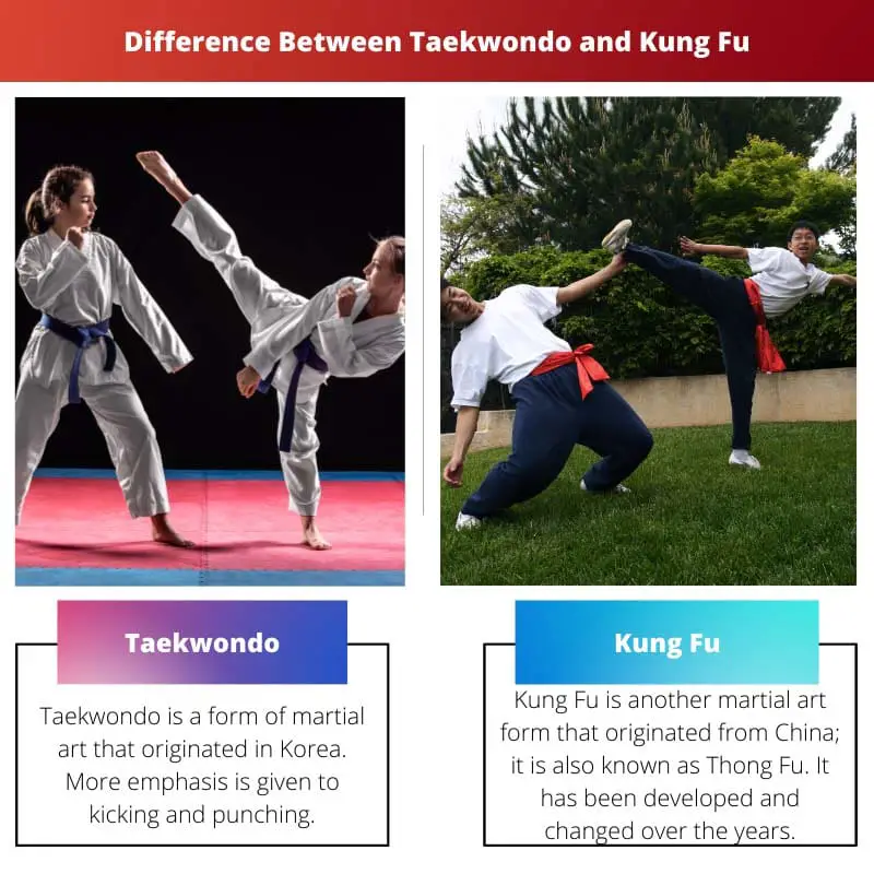 Difference Between Taekwondo and Kung Fu