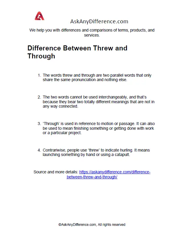 Differences Between Threw and Through
