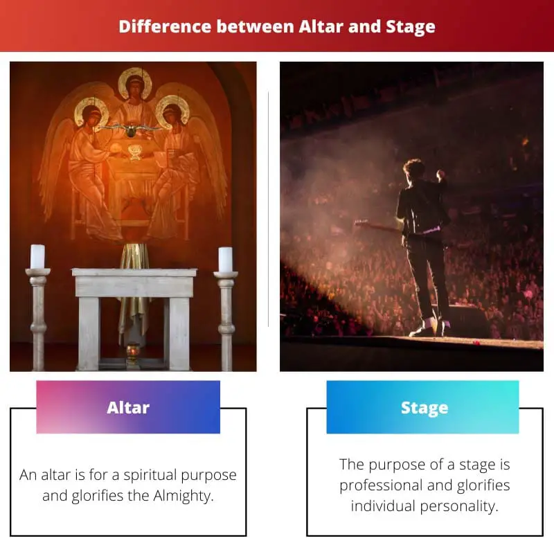Alttari vs Stage - Ero alttarin ja näyttämön välillä