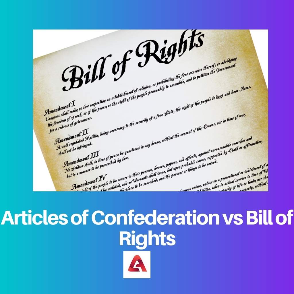Articles of Confederation vs Bill of Rights