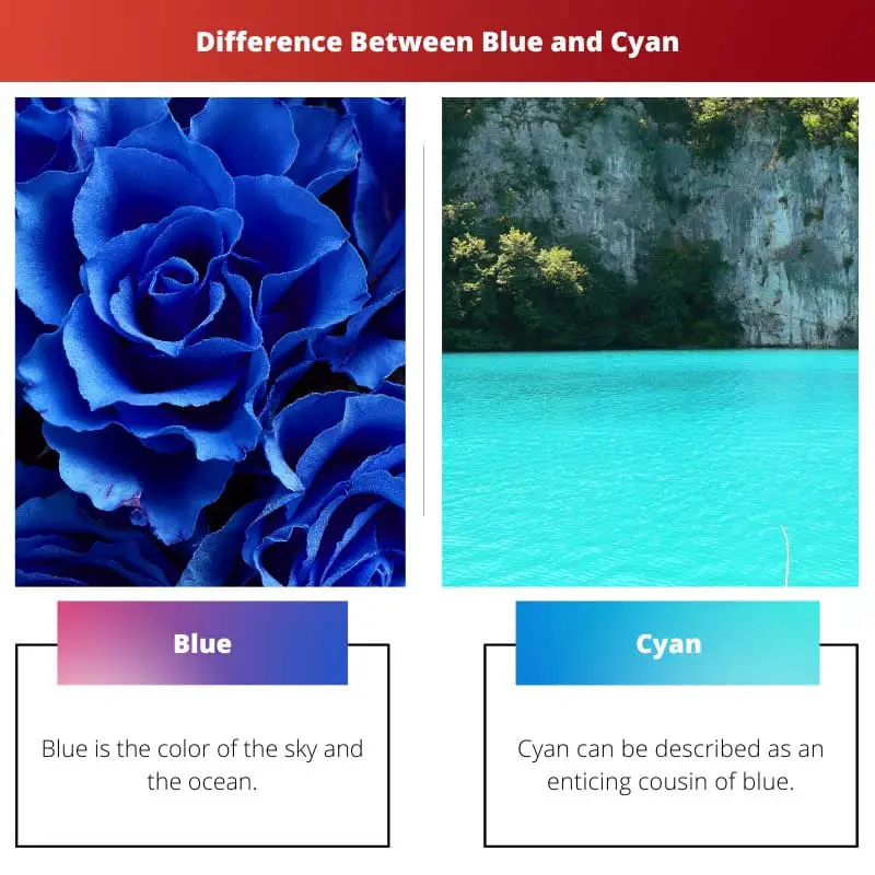 Blue vs Cyan – ความแตกต่างระหว่างสีน้ำเงินและสีฟ้า