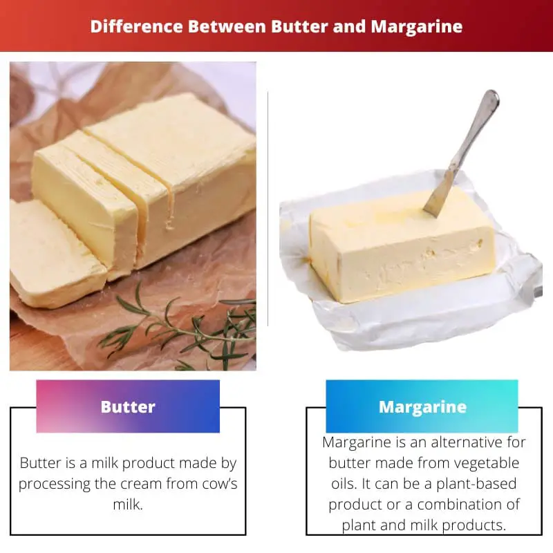 Beurre vs Margarine - Différence entre le beurre et la margarine