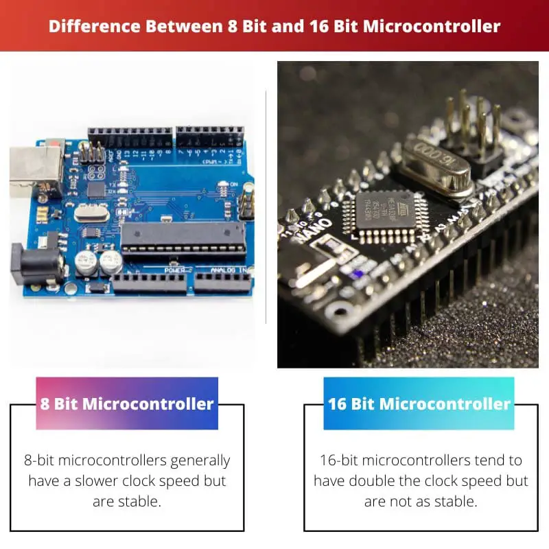 Atšķirība starp 8 bitu un 16 bitu mikrokontrolleru