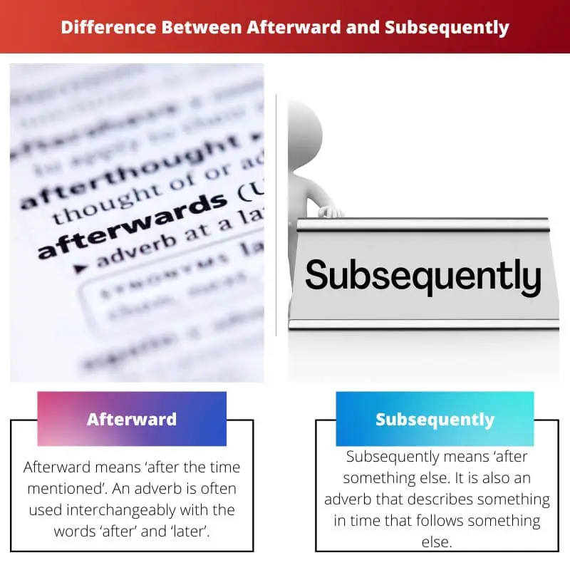 Difference Between Afterward and Subsequently