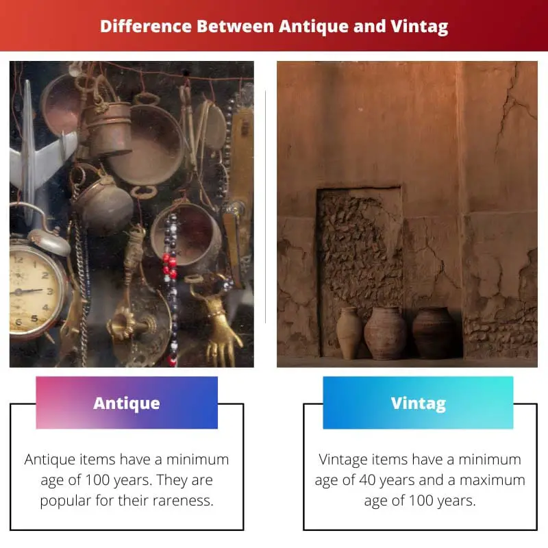 Atšķirība starp Antique un Vintag
