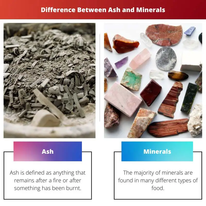 Atšķirība starp pelniem un minerāliem