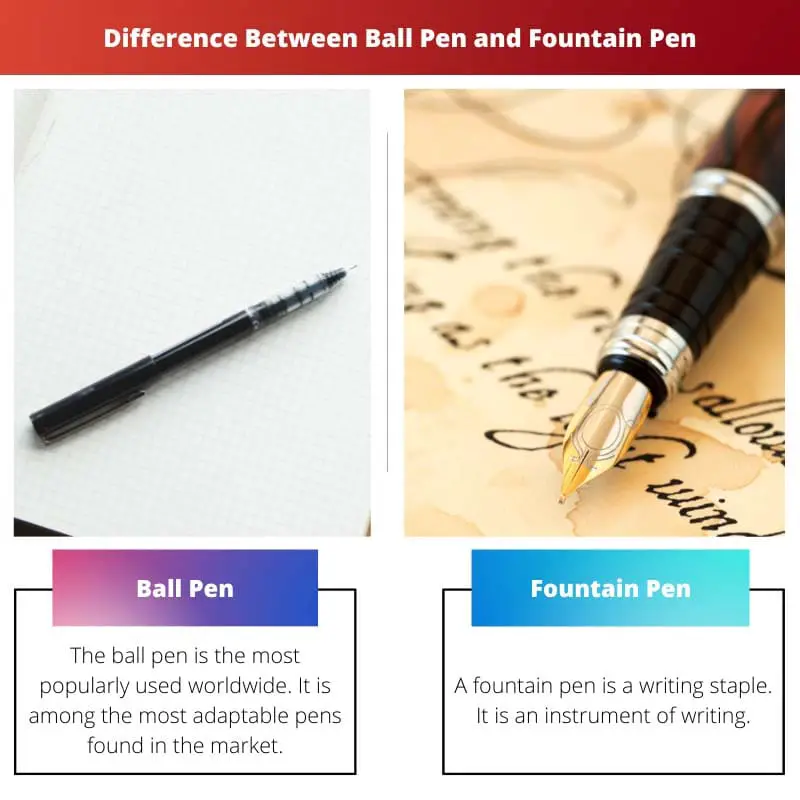 Difference Between Ball Pen and Fountain Pen