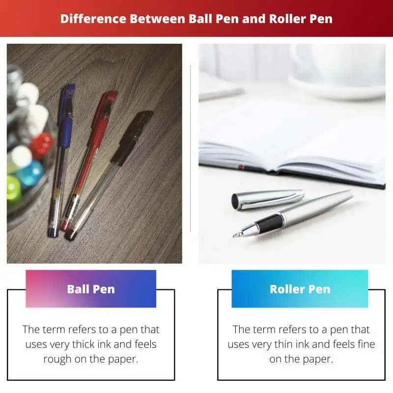 الفرق بين القلم الكرة والقلم الأسطوانة