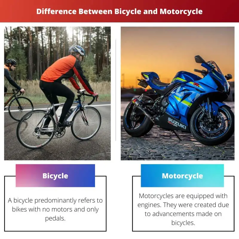 Difference Between Bicycle and Motorcycle