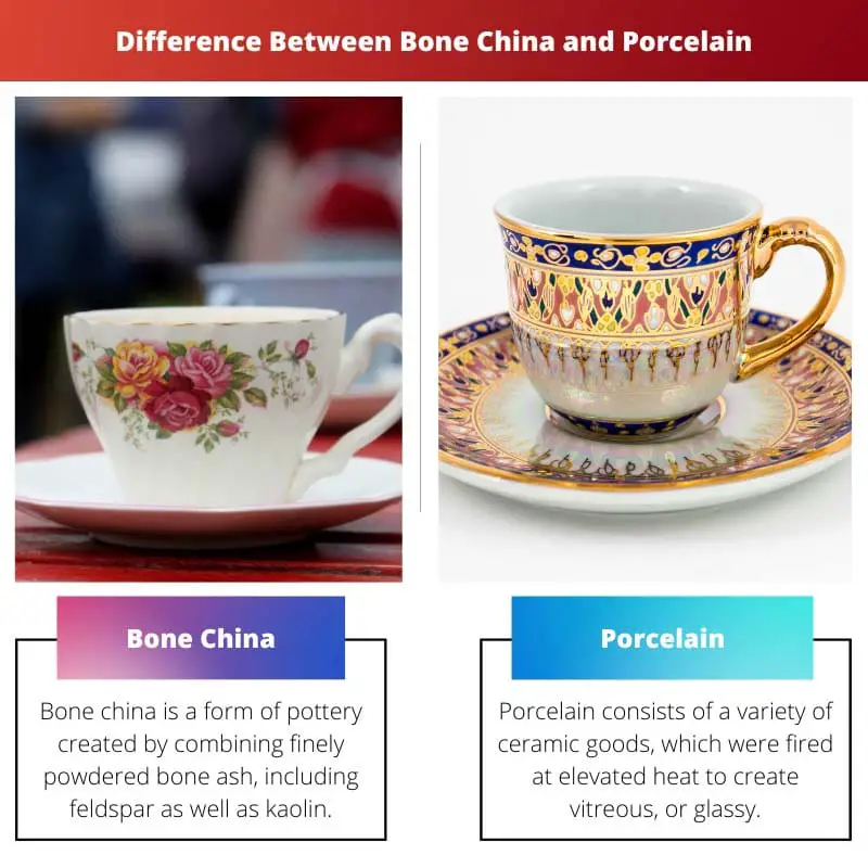 Atšķirība starp kaulu Ķīnu un porcelānu