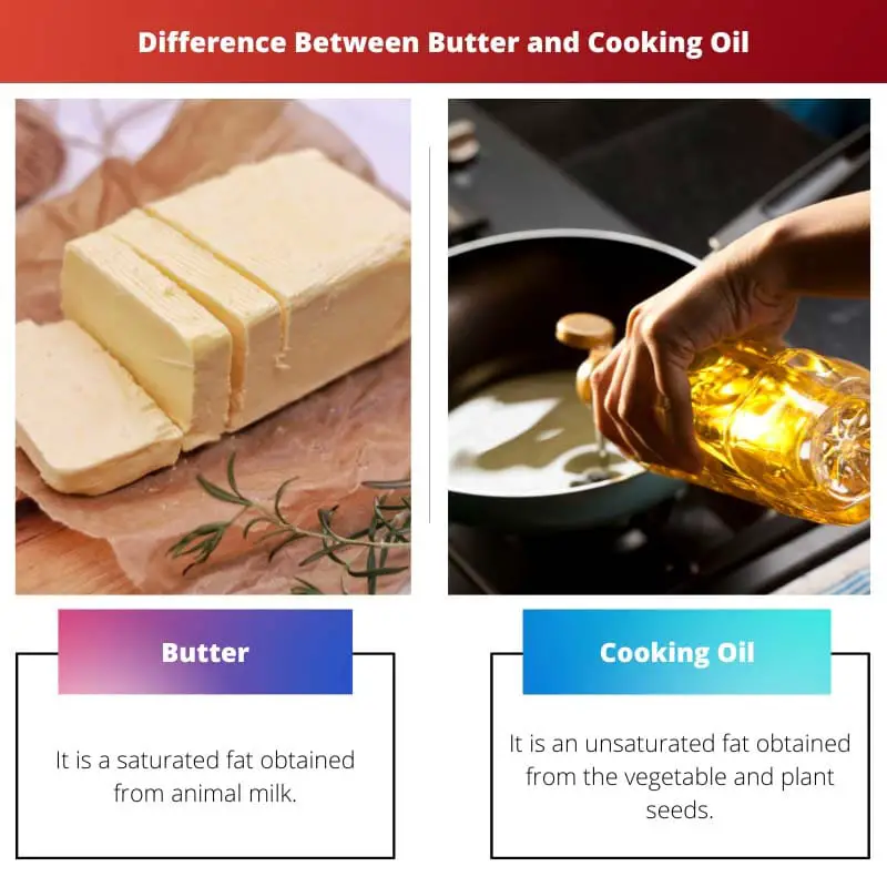 Difference Between Butter and Cooking Oil