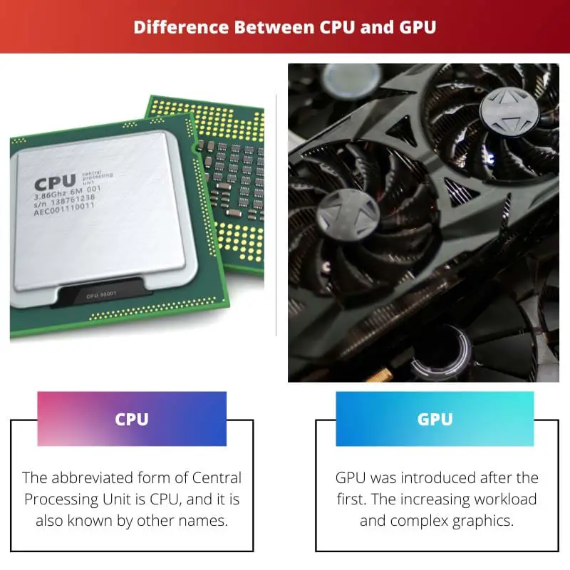 Différence entre CPU et GPU