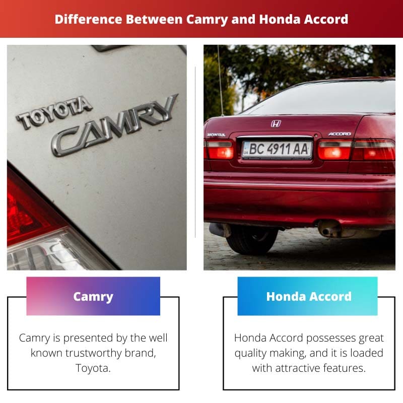 Erinevus Camry ja Honda Accordi vahel