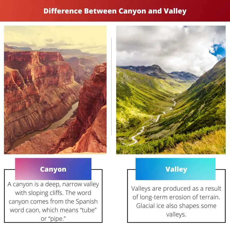 Atšķirība starp kanjonu un ieleju
