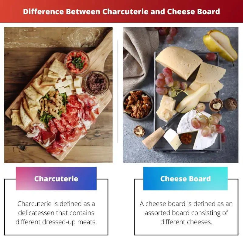 Diferença entre charcutaria e tábua de queijos